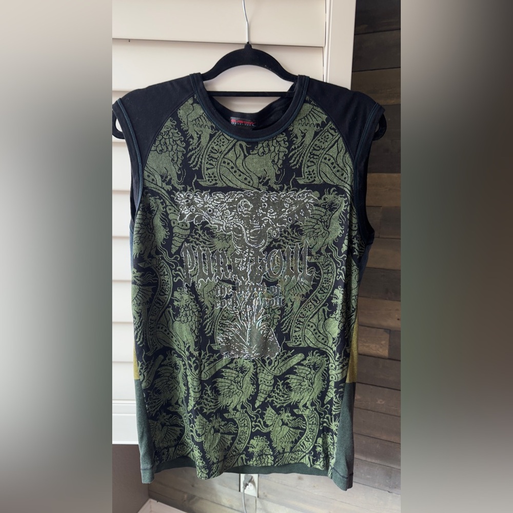 Custo Barcelona Black and Green Graphic Top